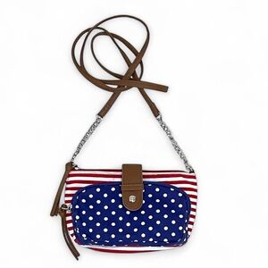 Patriotic American Flag Crossbody Bag Red White & Blue Stripes Polka Dot Purse
